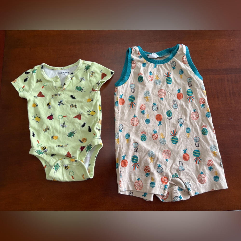 Baby Colorful Insect and Fruit Print Bodysuits